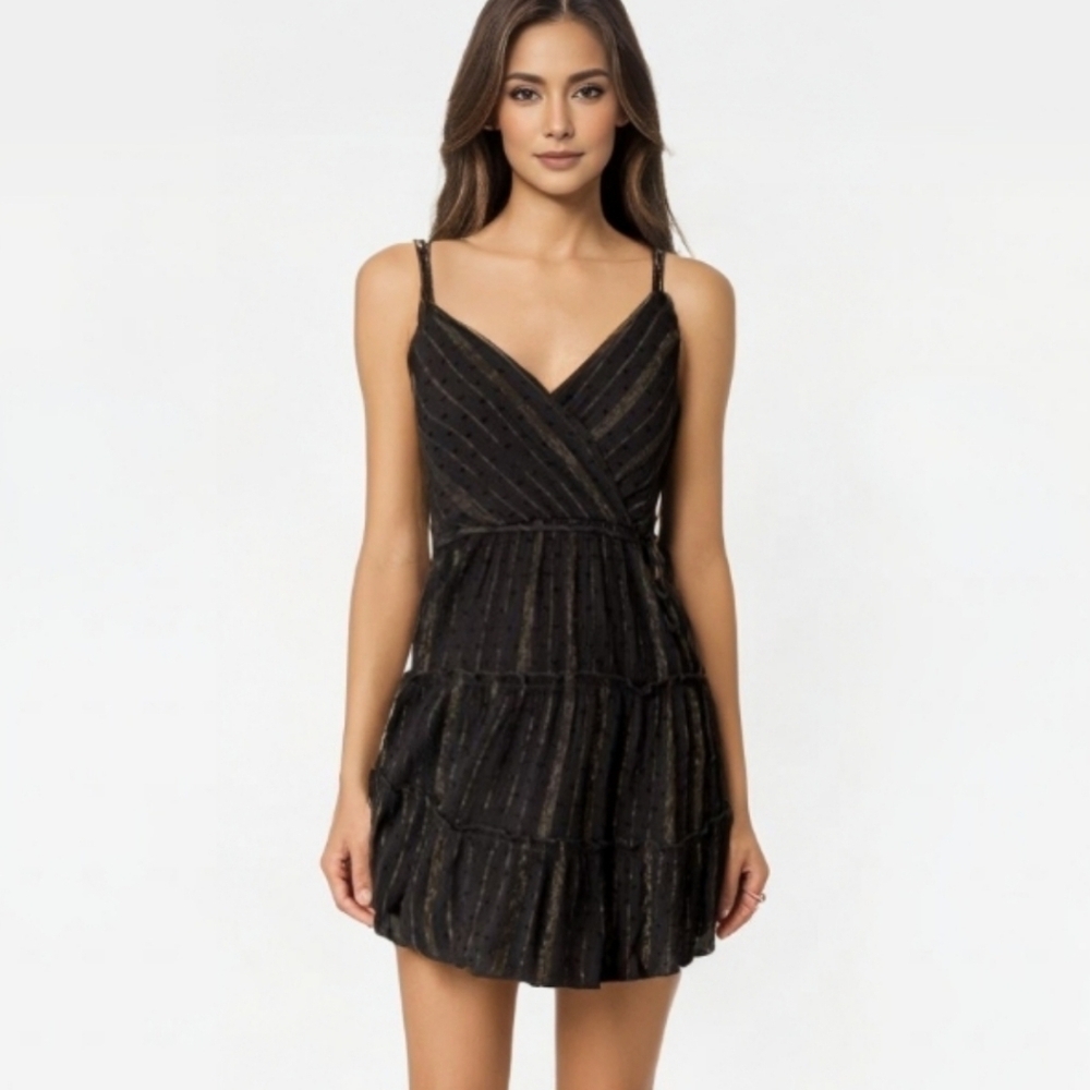 Fairycore Metallic Tiered Mini Babydoll Dress